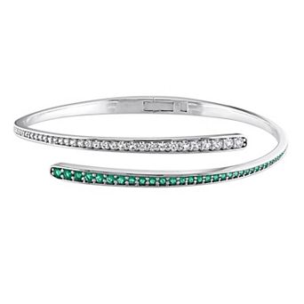 Stella Grace Sterling Silver Lab-Created Emerald & Lab-Created White Sapphire Bangle Bracelet
