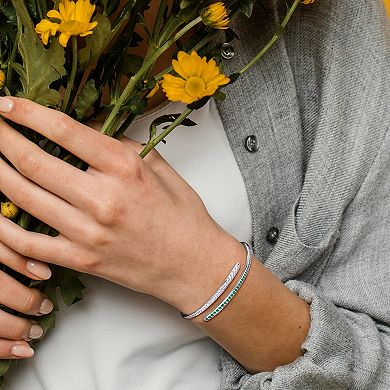 Stella Grace Sterling Silver Lab-Created Emerald & Lab-Created White Sapphire Bangle Bracelet