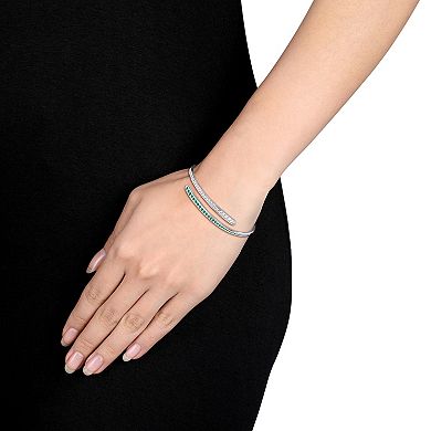 Stella Grace Sterling Silver Lab-Created Emerald & Lab-Created White Sapphire Bangle Bracelet