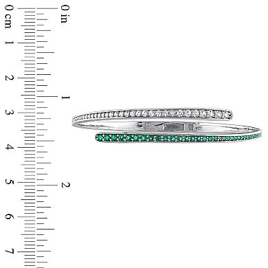 Stella Grace Sterling Silver Lab-Created Emerald & Lab-Created White Sapphire Bangle Bracelet
