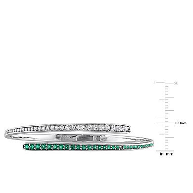 Stella Grace Sterling Silver Lab-Created Emerald & Lab-Created White Sapphire Bangle Bracelet