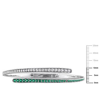 Stella Grace Sterling Silver Lab-Created Emerald & Lab-Created White Sapphire Bangle Bracelet