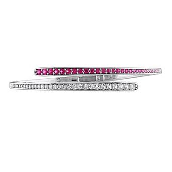 Stella Grace Sterling Silver Lab-Created Ruby & Lab-Created White Sapphire Wrap Bangle Bracelet