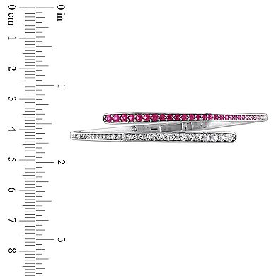 Stella Grace Sterling Silver Lab-Created Ruby & Lab-Created White Sapphire Wrap Bangle Bracelet