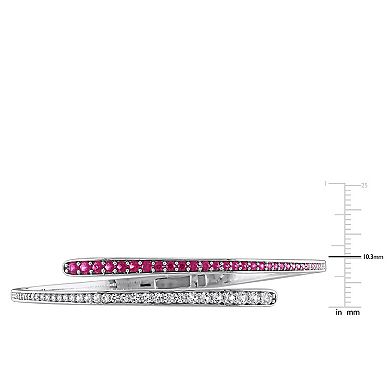 Stella Grace Sterling Silver Lab-Created Ruby & Lab-Created White Sapphire Wrap Bangle Bracelet