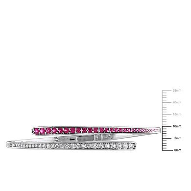 Stella Grace Sterling Silver Lab-Created Ruby & Lab-Created White Sapphire Wrap Bangle Bracelet