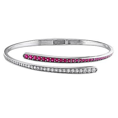 Stella Grace Sterling Silver Lab-Created Ruby & Lab-Created White Sapphire Wrap Bangle Bracelet