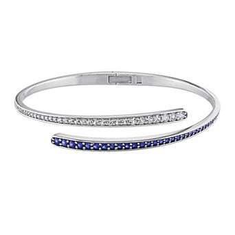 Stella Grace Sterling Silver Lab-Created Blue & White Sapphire Wrap Bangle Bracelet