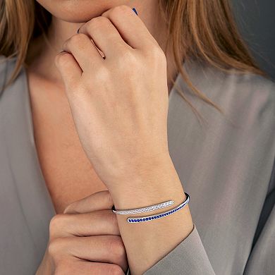 Stella Grace Sterling Silver Lab-Created Blue & White Sapphire Wrap Bangle Bracelet