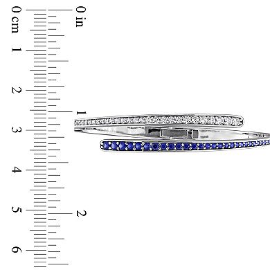 Stella Grace Sterling Silver Lab-Created Blue & White Sapphire Wrap Bangle Bracelet