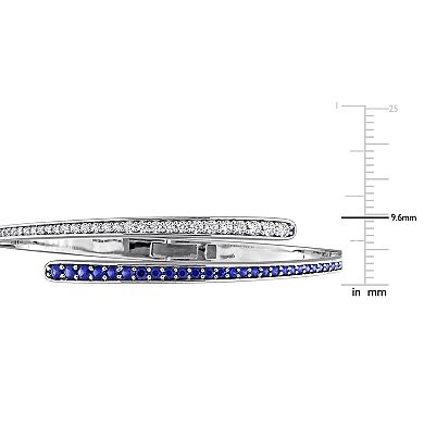 Stella Grace Sterling Silver Lab-Created Blue & White Sapphire Wrap Bangle Bracelet