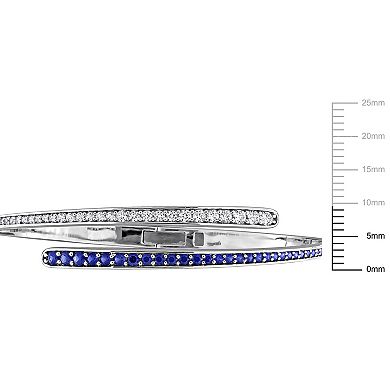 Stella Grace Sterling Silver Lab-Created Blue & White Sapphire Wrap Bangle Bracelet