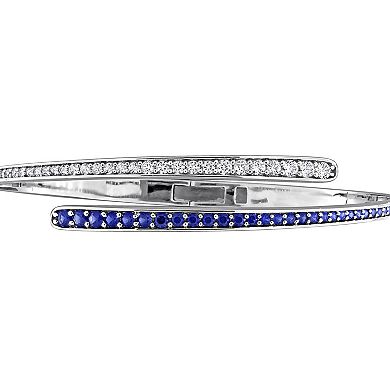 Stella Grace Sterling Silver Lab-Created Blue & White Sapphire Wrap Bangle Bracelet