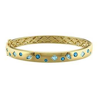 Stella Grace Sterling Silver London Blue & Sky Blue Topaz Bangle Bracelet