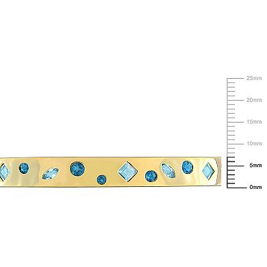 Stella Grace Sterling Silver London Blue & Sky Blue Topaz Bangle Bracelet
