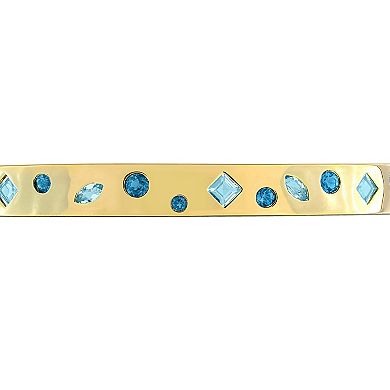 Stella Grace Sterling Silver London Blue & Sky Blue Topaz Bangle Bracelet