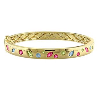 Stella Grace Sterling Silver Multi-Gemstone Bangle Bracelet