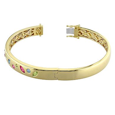 Stella Grace Sterling Silver Multi-Gemstone Bangle Bracelet