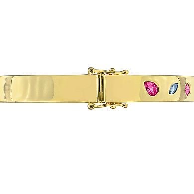 Stella Grace Sterling Silver Multi-Gemstone Bangle Bracelet
