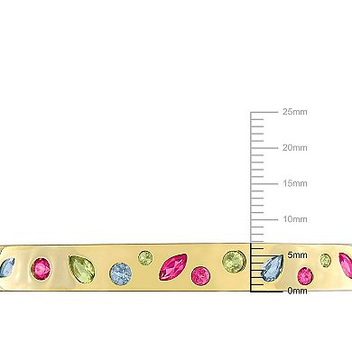 Stella Grace Sterling Silver Multi-Gemstone Bangle Bracelet