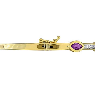 Stella Grace Sterling Silver Peridot, Amethyst & White Topaz Station Bangle Bracelet