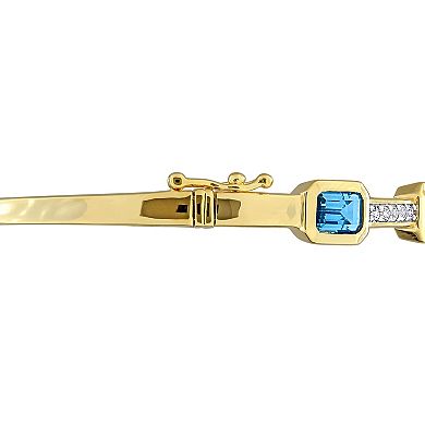 Stella Grace Sterling Silver Multi-Gemstone Station Bangle Bracelet