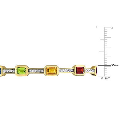 Stella Grace Sterling Silver Multi-Gemstone Station Bangle Bracelet