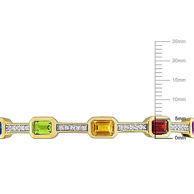 Stella Grace Sterling Silver Multi-Gemstone Station Bangle Bracelet