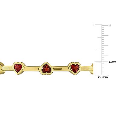 Stella Grace Sterling Silver Garnet Heart Station Bangle Bracelet