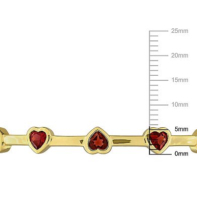 Stella Grace Sterling Silver Garnet Heart Station Bangle Bracelet