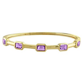 Stella Grace Sterling Silver Amethyst Station Bangle Bracelet