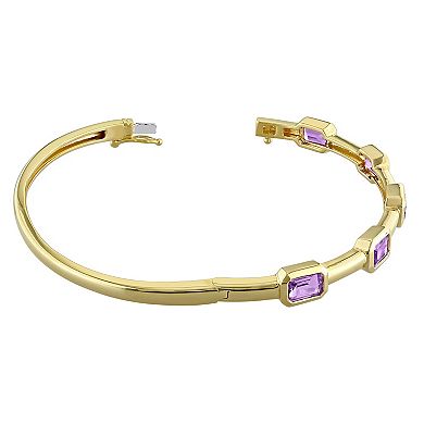 Stella Grace Sterling Silver Amethyst Station Bangle Bracelet