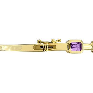 Stella Grace Sterling Silver Amethyst Station Bangle Bracelet