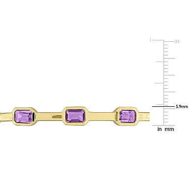 Stella Grace Sterling Silver Amethyst Station Bangle Bracelet