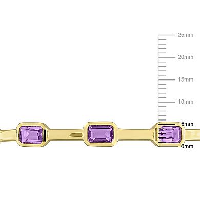 Stella Grace Sterling Silver Amethyst Station Bangle Bracelet