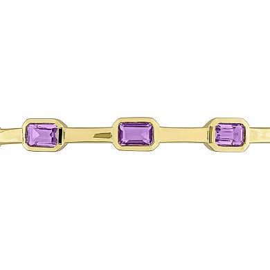 Stella Grace Sterling Silver Amethyst Station Bangle Bracelet