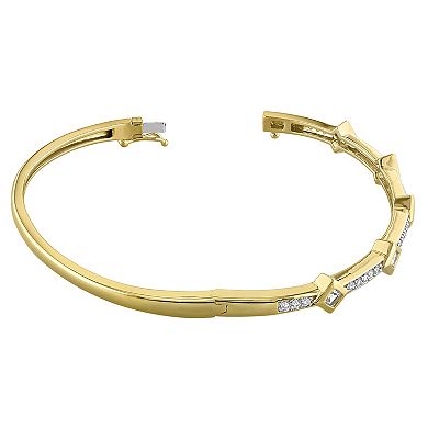 Stella Grace Sterling Silver White Topaz Station Bangle Bracelet