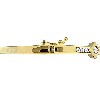 Stella Grace Sterling Silver White Topaz Station Bangle Bracelet