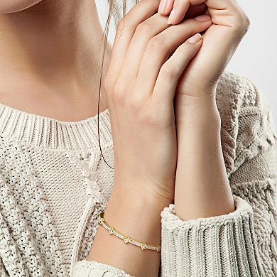 Stella Grace Sterling Silver White Topaz Station Bangle Bracelet