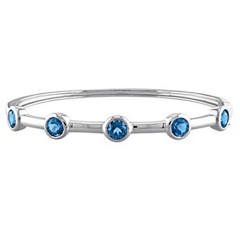 Stella Grace Sterling Silver London Blue Topaz Station Bangle Bracelet