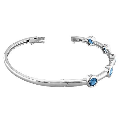 Stella Grace Sterling Silver London Blue Topaz Station Bangle Bracelet