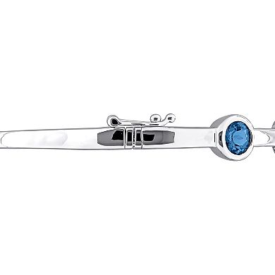 Stella Grace Sterling Silver London Blue Topaz Station Bangle Bracelet