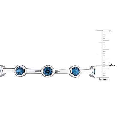 Stella Grace Sterling Silver London Blue Topaz Station Bangle Bracelet