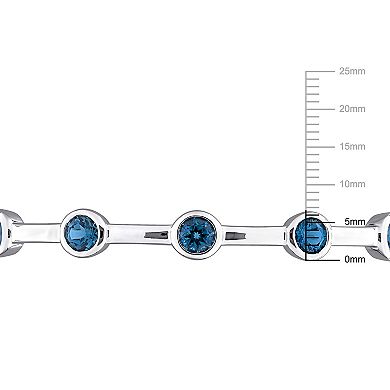 Stella Grace Sterling Silver London Blue Topaz Station Bangle Bracelet