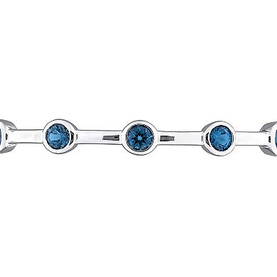 Stella Grace Sterling Silver London Blue Topaz Station Bangle Bracelet