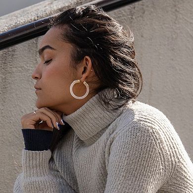 14K Gold Over Brass 1.5 inch Acrylic Classic Flat Hoop Earrings