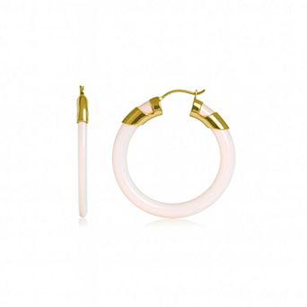 14K Gold Over Brass 1.5 inch Acrylic Classic Flat Hoop Earrings