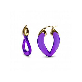 14K Gold Over Brass 1.5 inch Acrylic Curb Link Lucite Birthstone Hoop Earrings