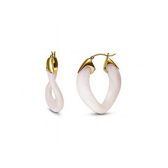 14K Gold Over Brass 1.5 inch Acrylic Curb Link Lucite Birthstone Hoop Earrings