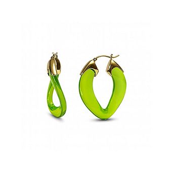 14K Gold Over Brass 1.5 inch Acrylic Curb Link Lucite Birthstone Hoop Earrings
